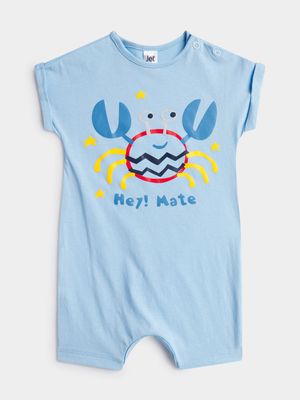 Jet Baby Boys Light Blue Happy Sea Crab Romper