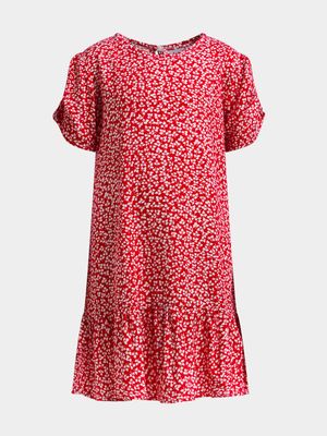 Jet Younger Girls Red Floral Dress