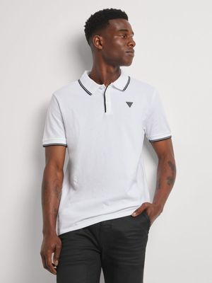 Men's Guess Pure White Tipped Core Polo