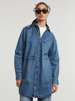 G-Star Women's Modular Shirt Faded Blue Denim Dress