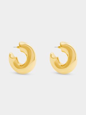 Chunky Gold Tone Hoop Earrings