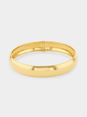 Yellow Gold & Sterling Silver C-Shaped Bangle