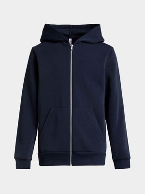 Younger Boy's Navy Zip Through Hoodie