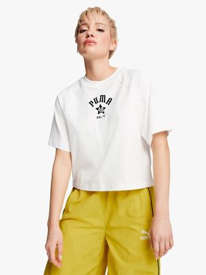 Puma Women's Classics Relaxed White T-shirt