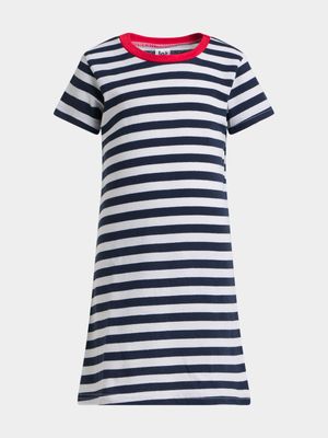 Jet Younger Girls Blue Stripe T-Shirt Dress