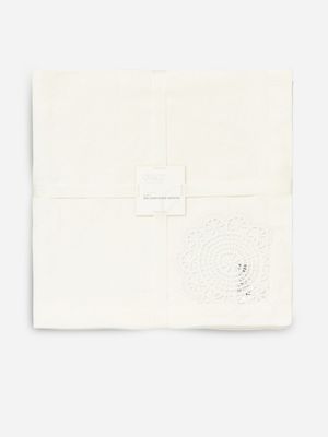 Grace Embroidered Napkin 4Pk White