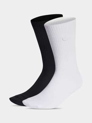 adidas Originals Unisex 2-Pack Crew Black/White Socks