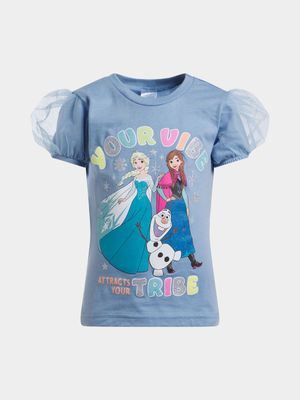 Jet Younger Girls Blue Frozen Puff Sleeve T-Shirt