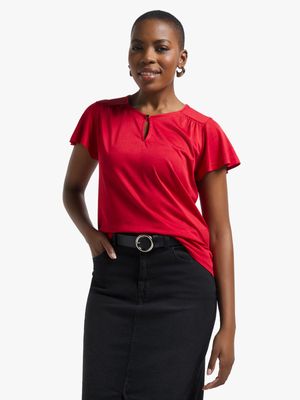 Jet Women's Red Crepe Knit T-Shirt