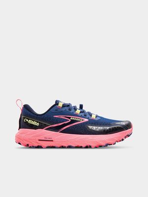 Womens Brooks Cascadia 18 Grey Blue/Pink/Lime Trail Running Shoes