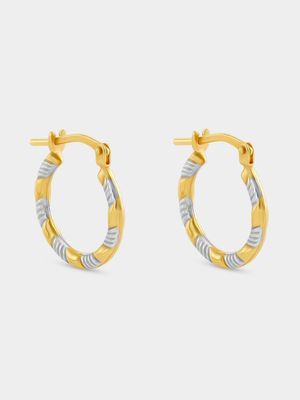 Yellow Gold & Sterling Silver Hoop Earrings