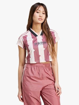 Womens adidas Tiro Cut 3-stripes Print Baby Pink Tee