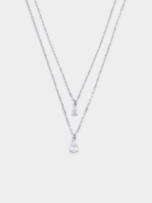 Double Layer Crystal Pendant Necklace