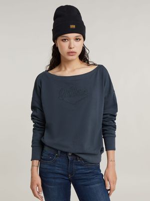 G-Star Women's Boat Neck Loose Dark Blue Sweater