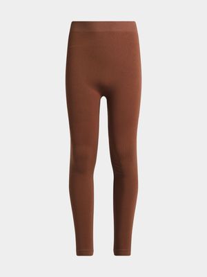 Jet Teen Girls Brown Seamless Leggings