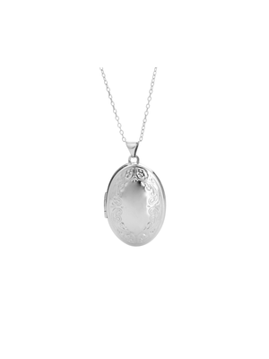 Sterling Silver Women's Framed Oval Locket Pendant