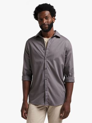 Jet Men's Grey Poplin Tailored Formal Shirt