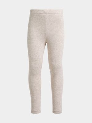 Younger Girl's Cream Fleece Leggings