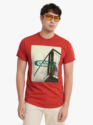 G-Star Men's HQ Oldskool Logo Lash Red T-Shirt