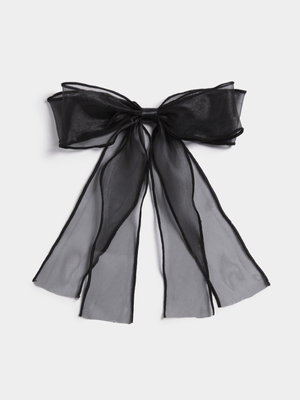 Women's Black Organza Double Bow