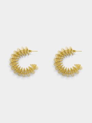 Stainless Steel 18ct Gold Plated Waterproof Statement Spring Hoops