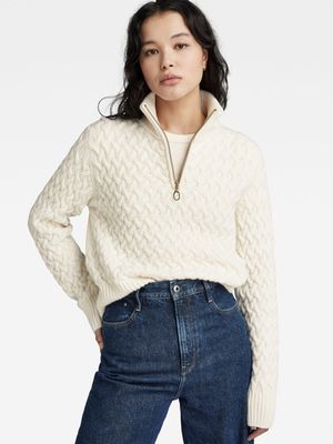 G-Star Women's Chunky Knitted Skipper Off White Sweater