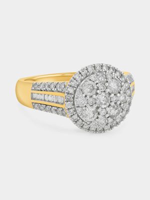 Yellow Gold 1.00ct Diamond Round Halo Multi-Stone Ring