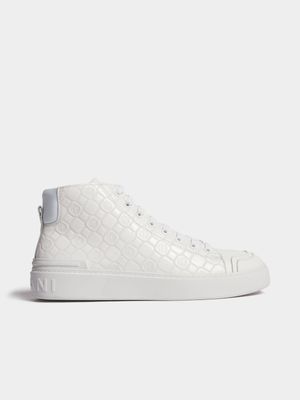 Fabiani Men's Leather Monogram White High Top