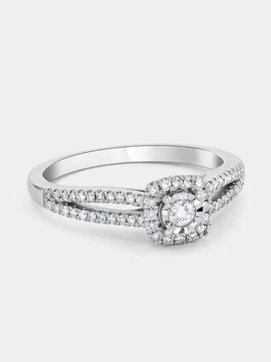 White Gold 0.28ct Diamond Illusion Cushion Ring