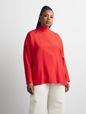 Women's Canvas Funnel Neck Top