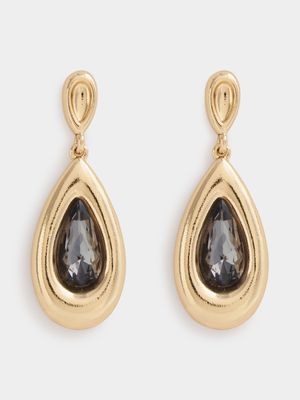 Glass Stone Tear Drop Earrings