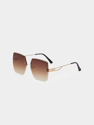 Square Metal Rimless Sunglasses