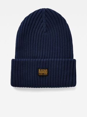 G-Star Men's Rib Knit Sartho Blue Beanie