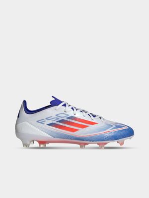 Mens adidas F50 Pro FG White/Blue Boots