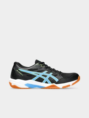 Mens Asics Gel-Rocket 11 Black/Light Blue Court Shoes