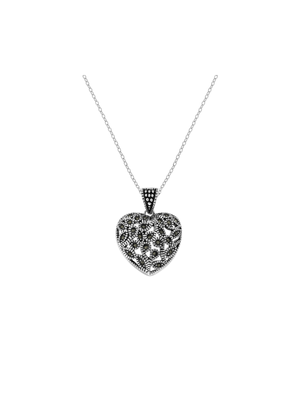 Sterling Silver Marcasite Women’s Heart Pendant