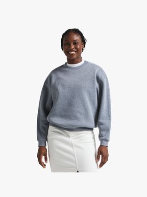 Women's Grey Melange Basic Sweat Top