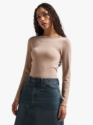 Womens Stone Seamless Long-Sleeve Top