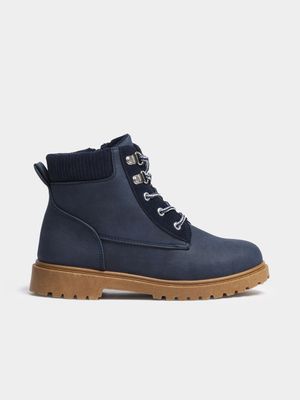 Older Boy's Navy Military Boots