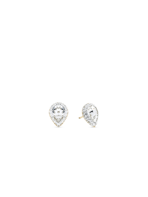 Sterling Silver & Yellow Gold Crystal Pear Halo Stud Earrings