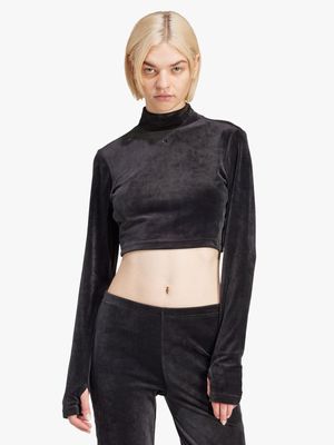 adidas Originals Women's Velvet Black Crop Top