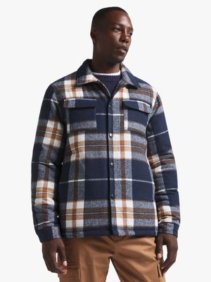 Men's Navy Check Padded Shacket