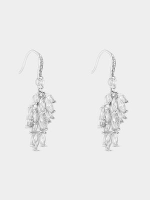 Sterling Silver Cubic Zirconia Marquise Cascade Drop Earrings