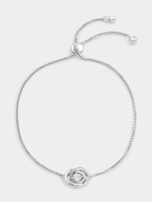 Sterling Silver Cubic Zirconia Rose Friendship Bracelet