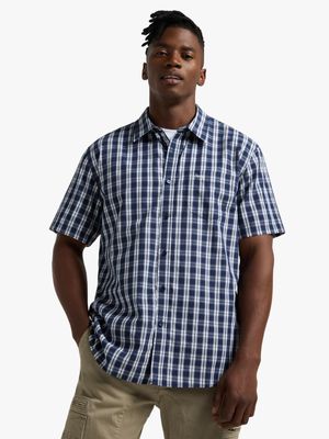 Men's Jeep Navy Yarn Dyed Check Shirt