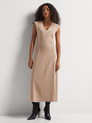 Pin Tuck Detail A-line Column Dress