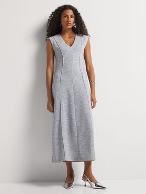 Pin Tuck Detail A-line Column Dress