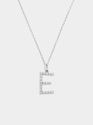 Cheté Sterling Silver Cubic Zirconia “E” Initial Pendant