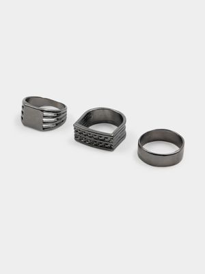 Men's Markham Ribbed Grey Ring Set