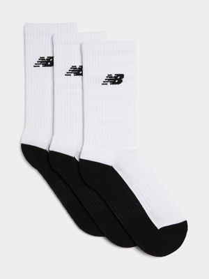 New Balance Core Cushion 3PK White Crew Socks